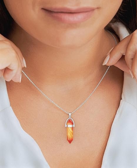 birthstone necklace carnelian crystal jewelry